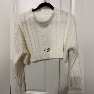 Cozy White Cable Knit Crop Top